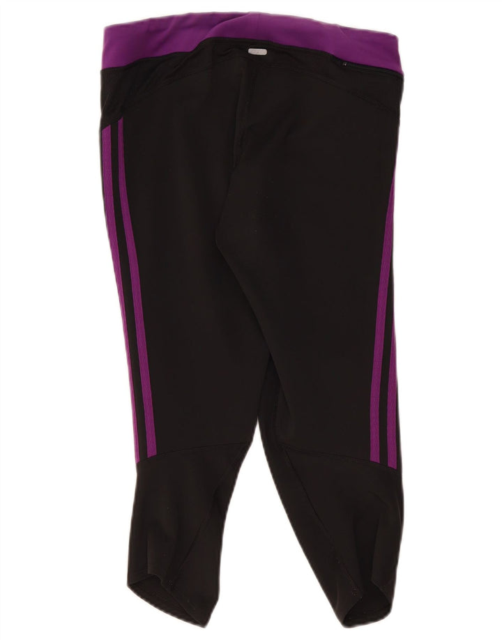 Legginsy Adidas Damskie Climalite Capri UK 12 Średni Czarny Kolorblok