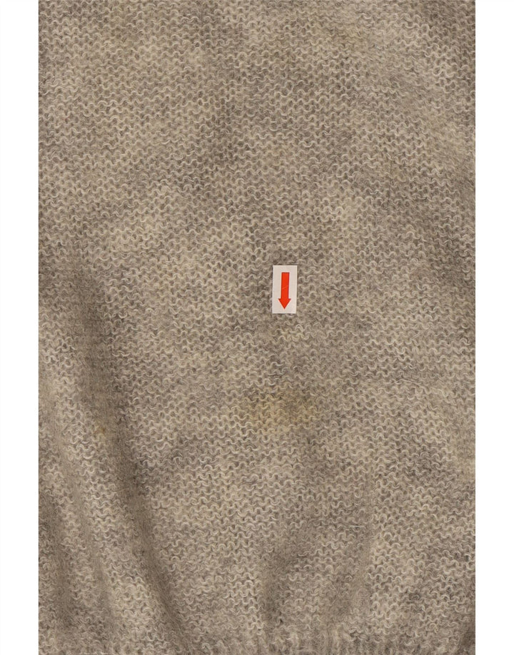 Sweter damski VINTAGE z golfem UK 18 XL Szary kwiatowy moher