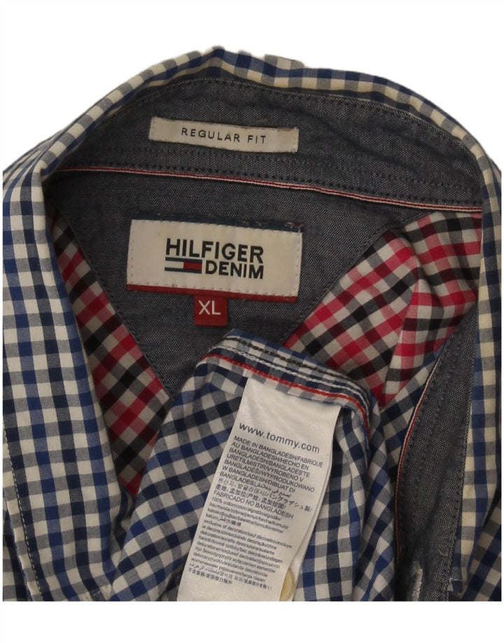 Męska koszula o regularnym kroju Tommy Hilfiger XL, niebieska bawełniana kratka