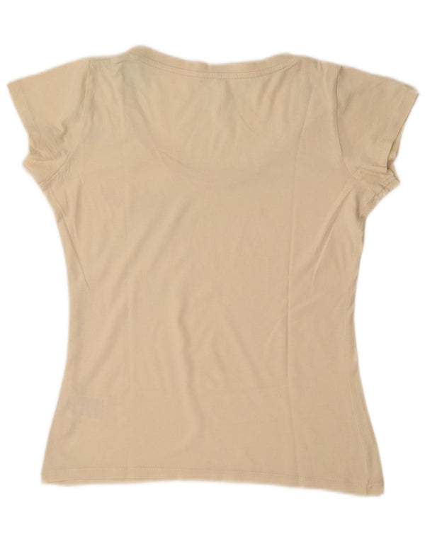 T-shirt damski Guru Top UK 12 Średni złamanej bieli, bawełniany