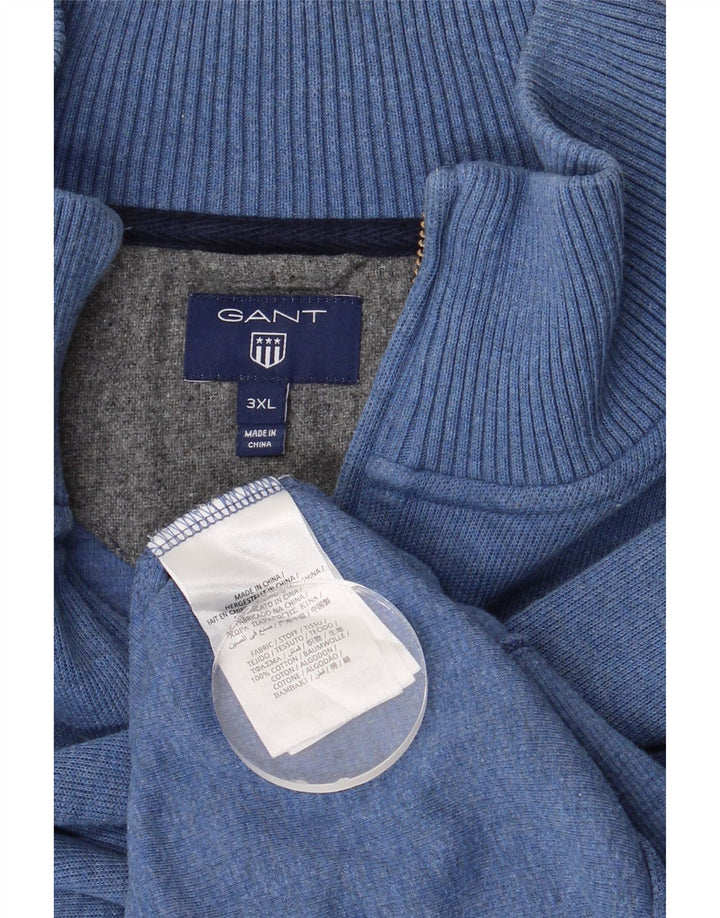 Męski sweter z zamkiem błyskawicznym GANT 3XL, niebieski, bawełniany