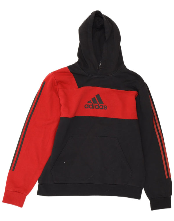 Męski sweter z kapturem i grafiką ADIDAS XL, czarny, bawełniany z blokami kolorów