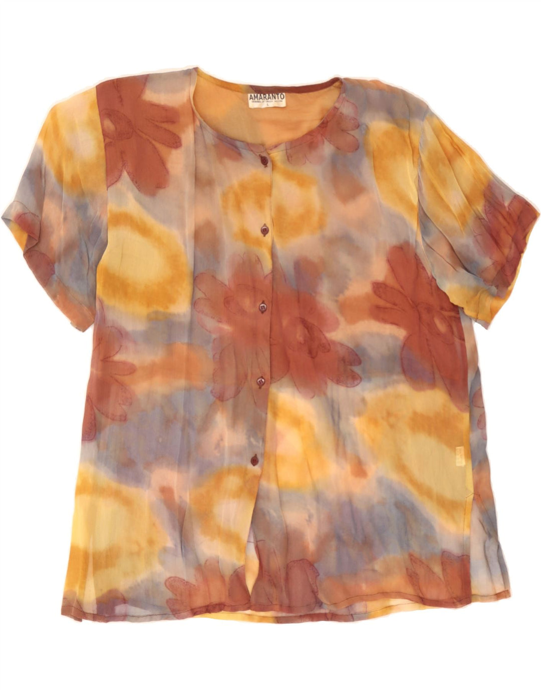 AMARANTO Womens See Through Shirt Blouse UK 16 Large Multicoloured Floral Vintage Amaranto and Second-Hand Amaranto from Messina Hembry 