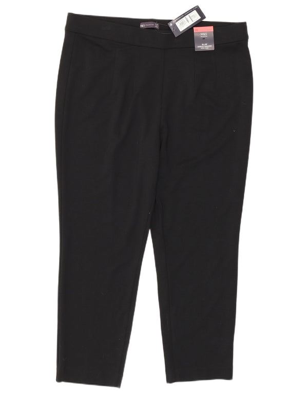 Marks & Spencer Damskie spodnie codzienne z wysokim stanem UK 18 XL W36 L26 Czarne