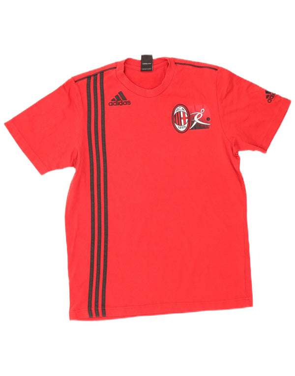 Adidas Męski T-shirt z grafiką AC Milan, mały, czerwony, bawełniany