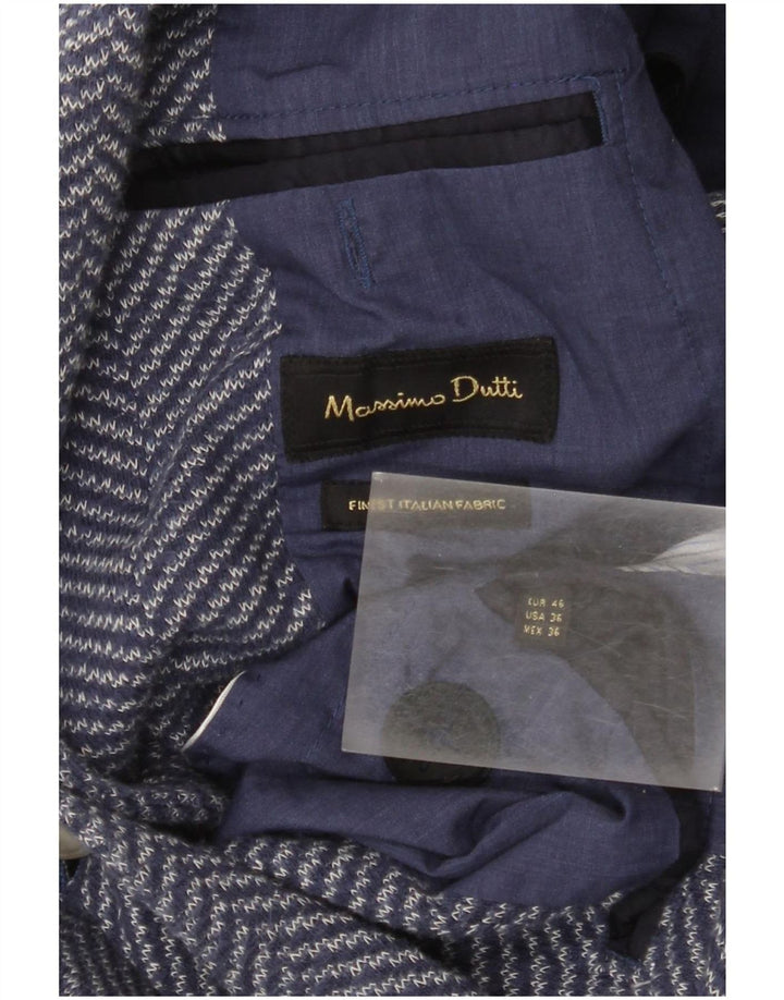Męska marynarka Massimo Dutti zapinana na 2 guziki, EU 46, mała niebieska jodełka