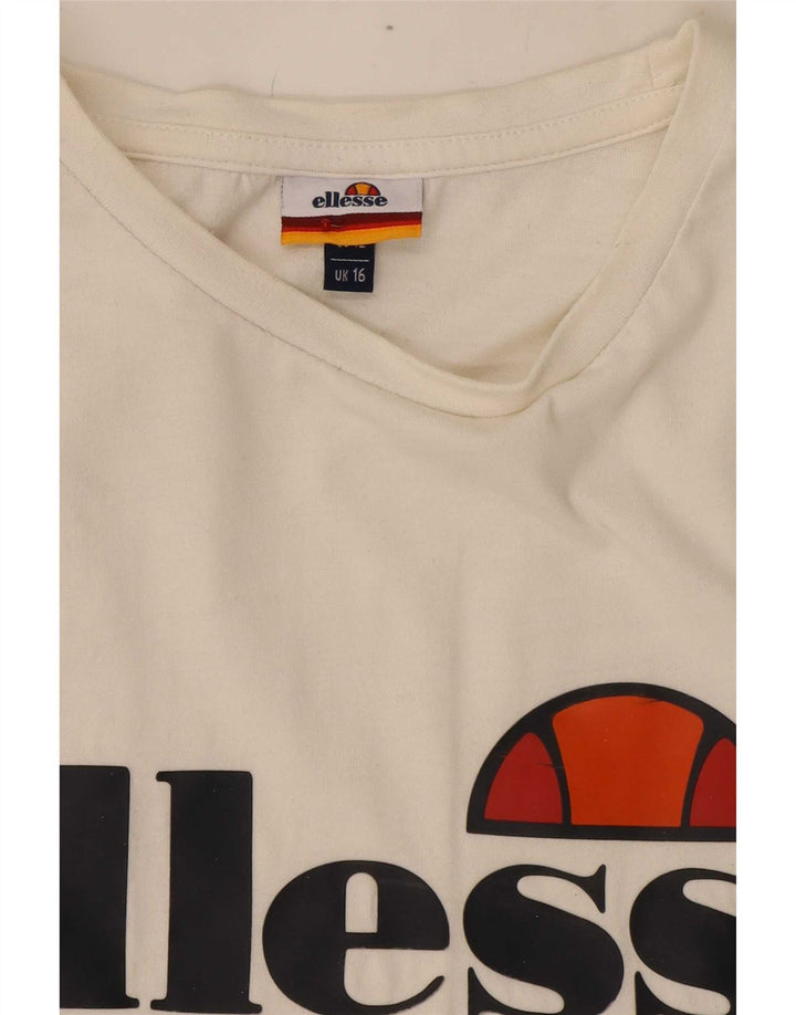 Damska koszulka graficzna Ellesse Top UK 16, duża, biała