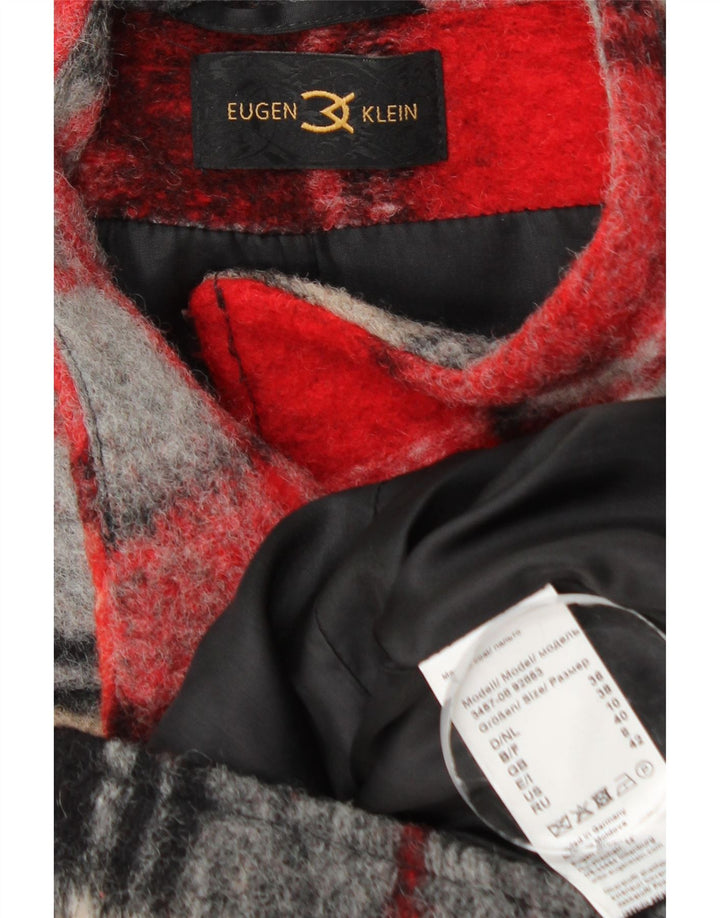 Płaszcz damski Eugen Klein UK 10, mała, wielokolorowa wełna w kratę