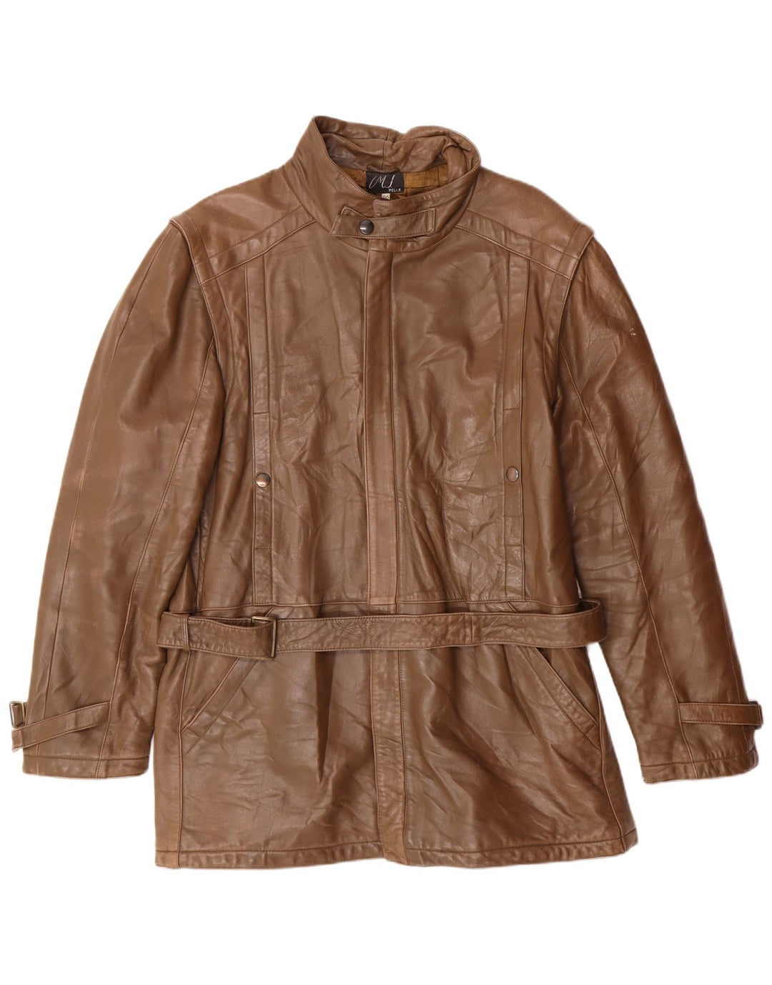 VINTAGE Mens Leather Jacket IT 50 Large Brown Leather