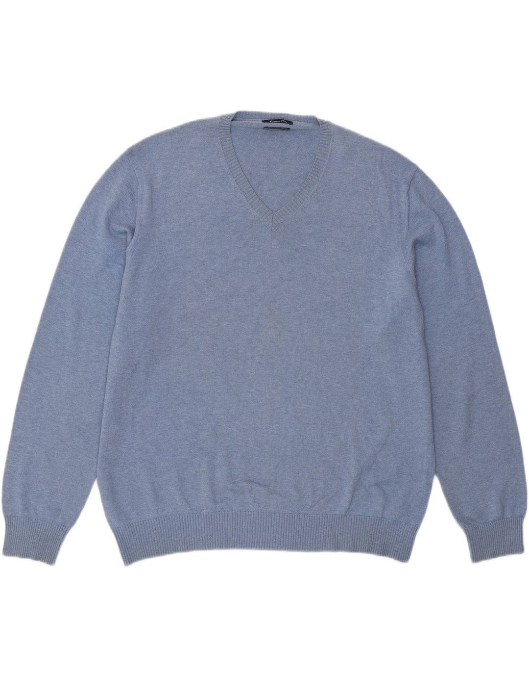 MASSIMO DUTTI Mens V-Neck Jumper Sweater XL Blue Cotton Vintage Massimo Dutti and Second-Hand Massimo Dutti from Messina Hembry 
