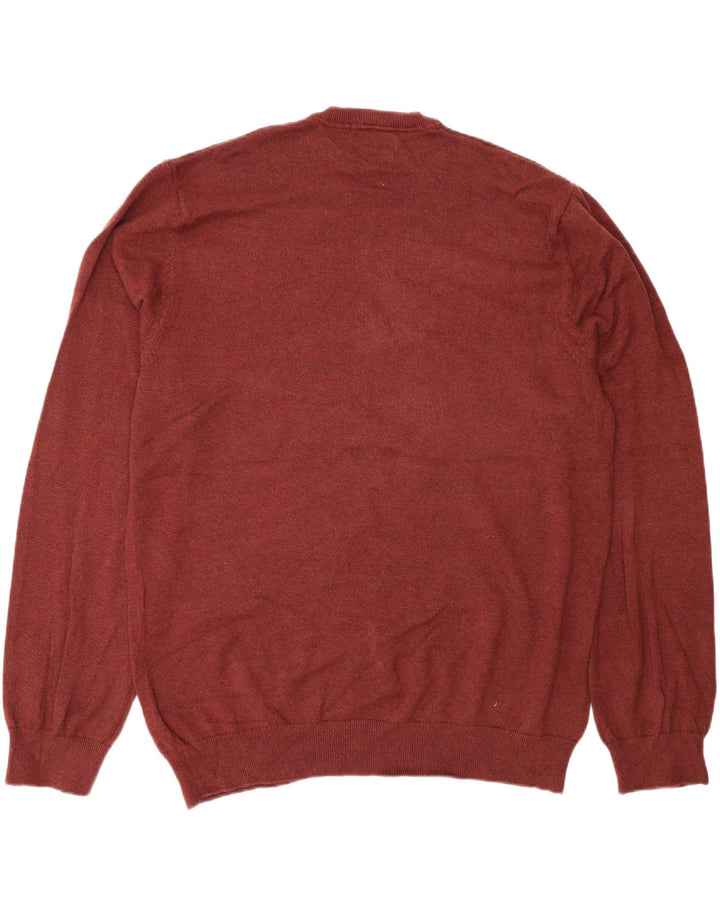 Marks & Spencer Męski sweter z dekoltem w kształcie litery V, 2XL, brązowy, bawełniany