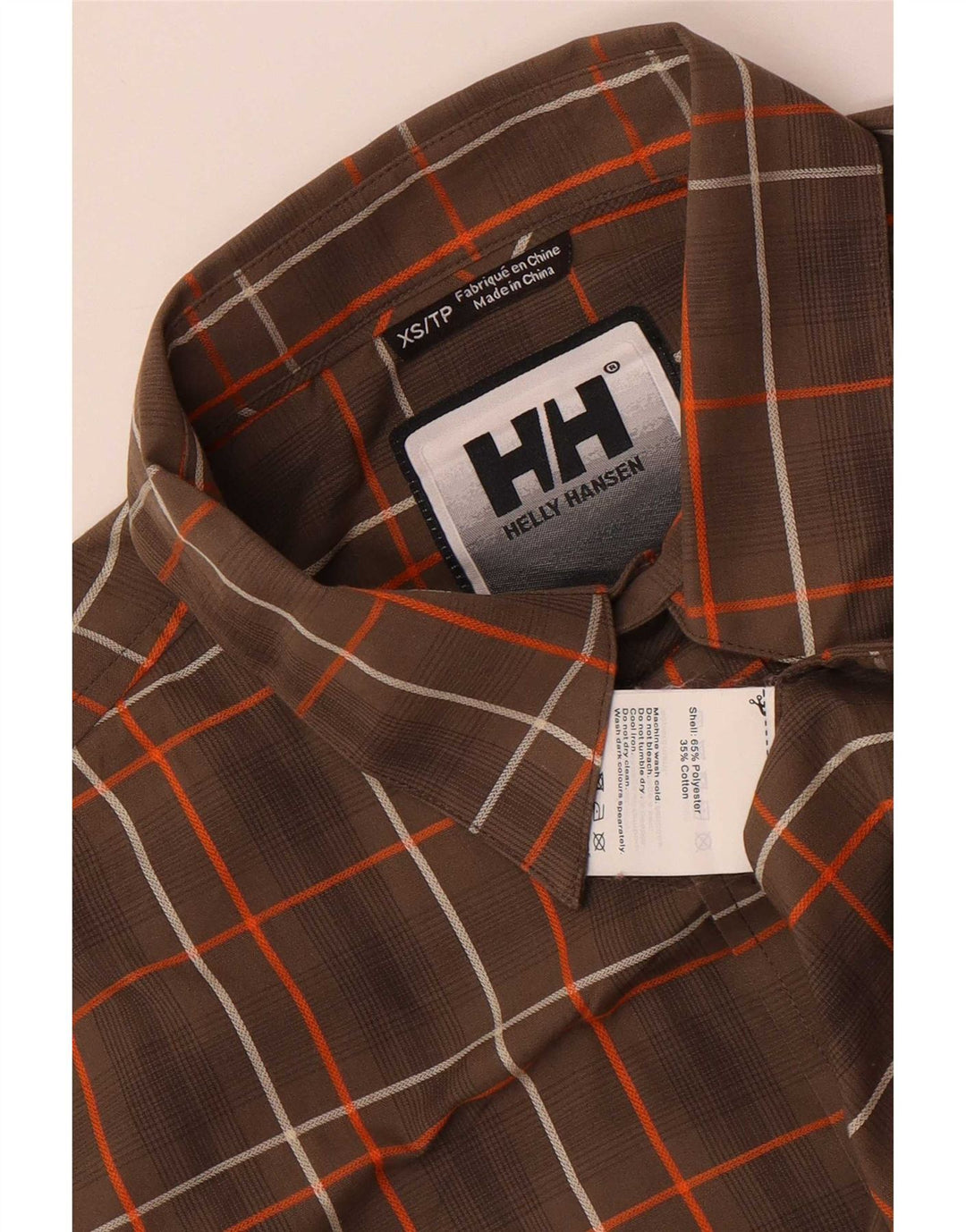Męska koszula z krótkim rękawem Helly Hansen XS w brązową kratkę, poliester