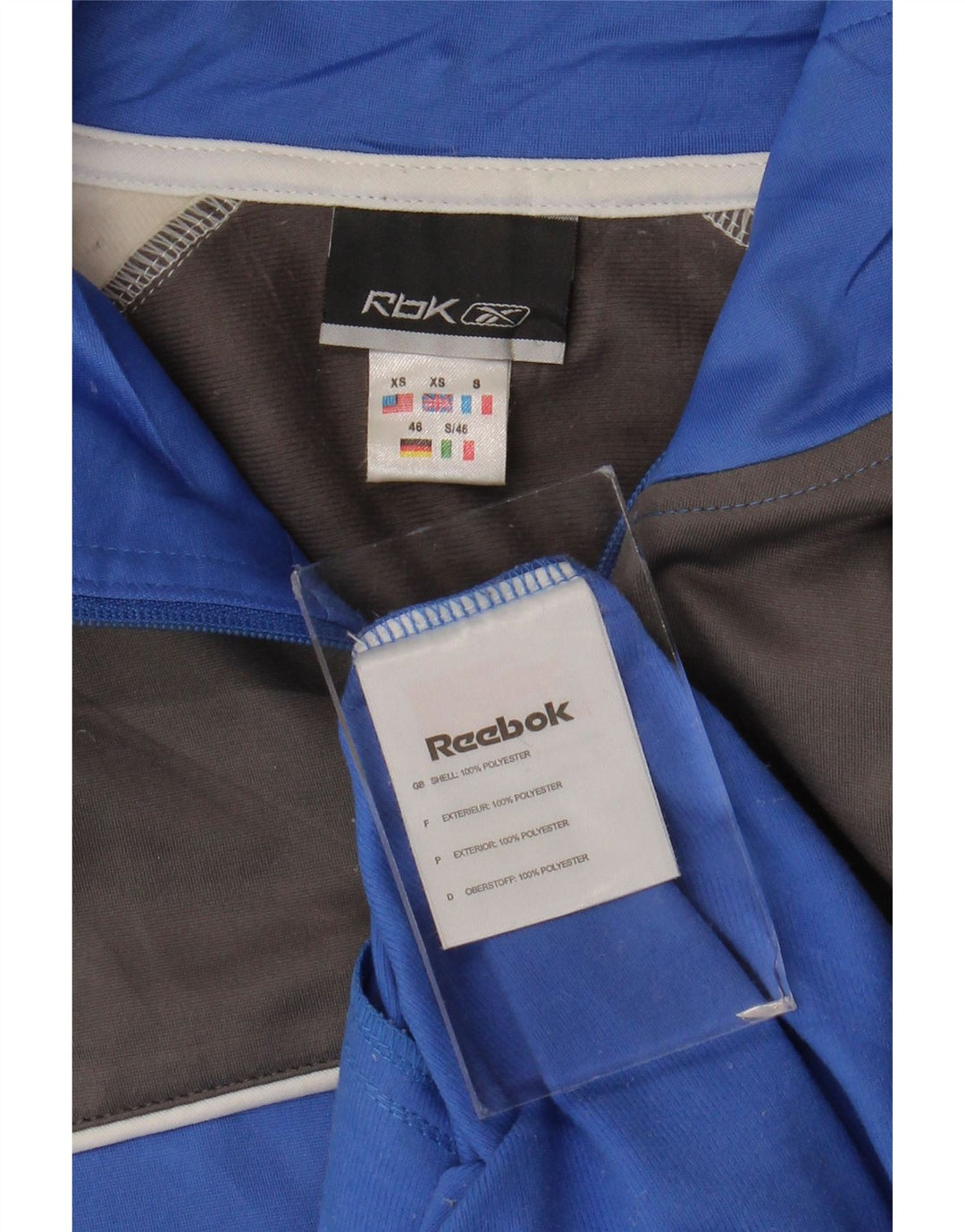 Reebok Męska kurtka dresowa XS Niebieski poliester z blokami kolorów