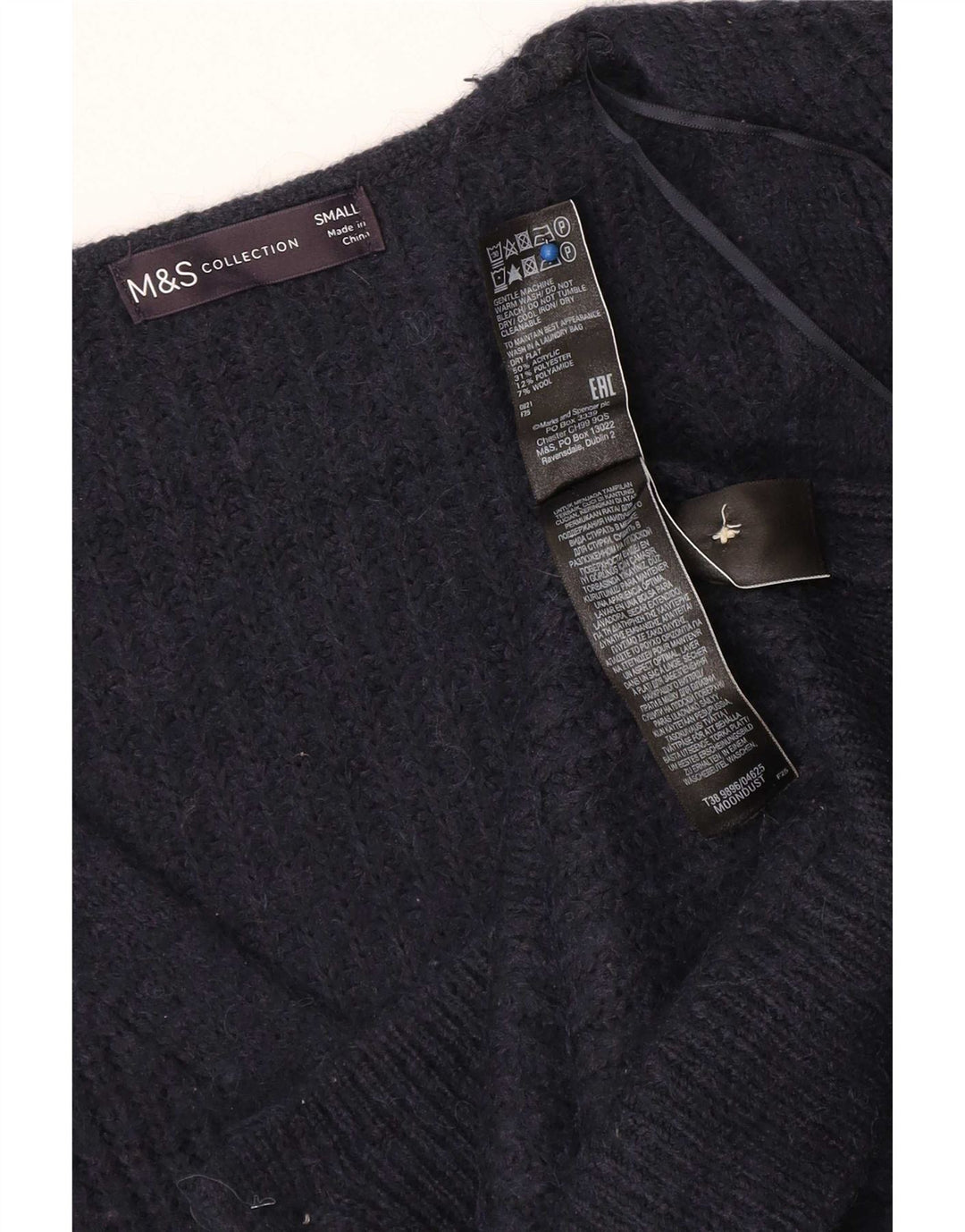 Marks & Spencer Damski sweter oversize UK 10, mały, granatowy