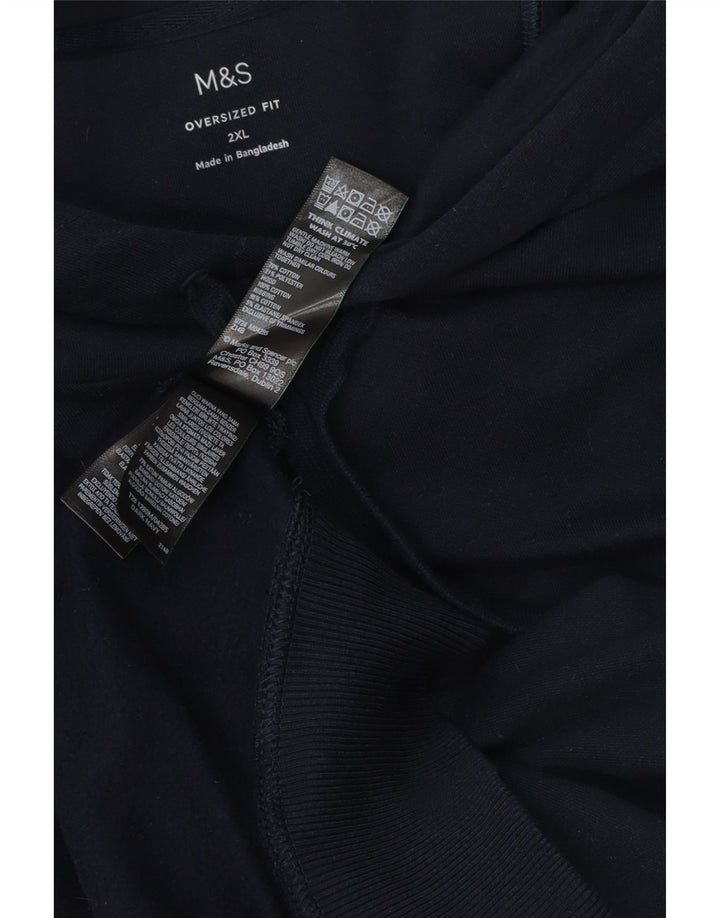 MARKS & SPENCER Męski sweter oversize z kapturem, 2XL, granatowy, bawełniany