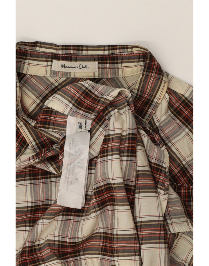 MASSIMO DUTTI Womens Shirt EU 46 2XL Beige Check Cotton Vintage Massimo Dutti and Second-Hand Massimo Dutti from Messina Hembry 