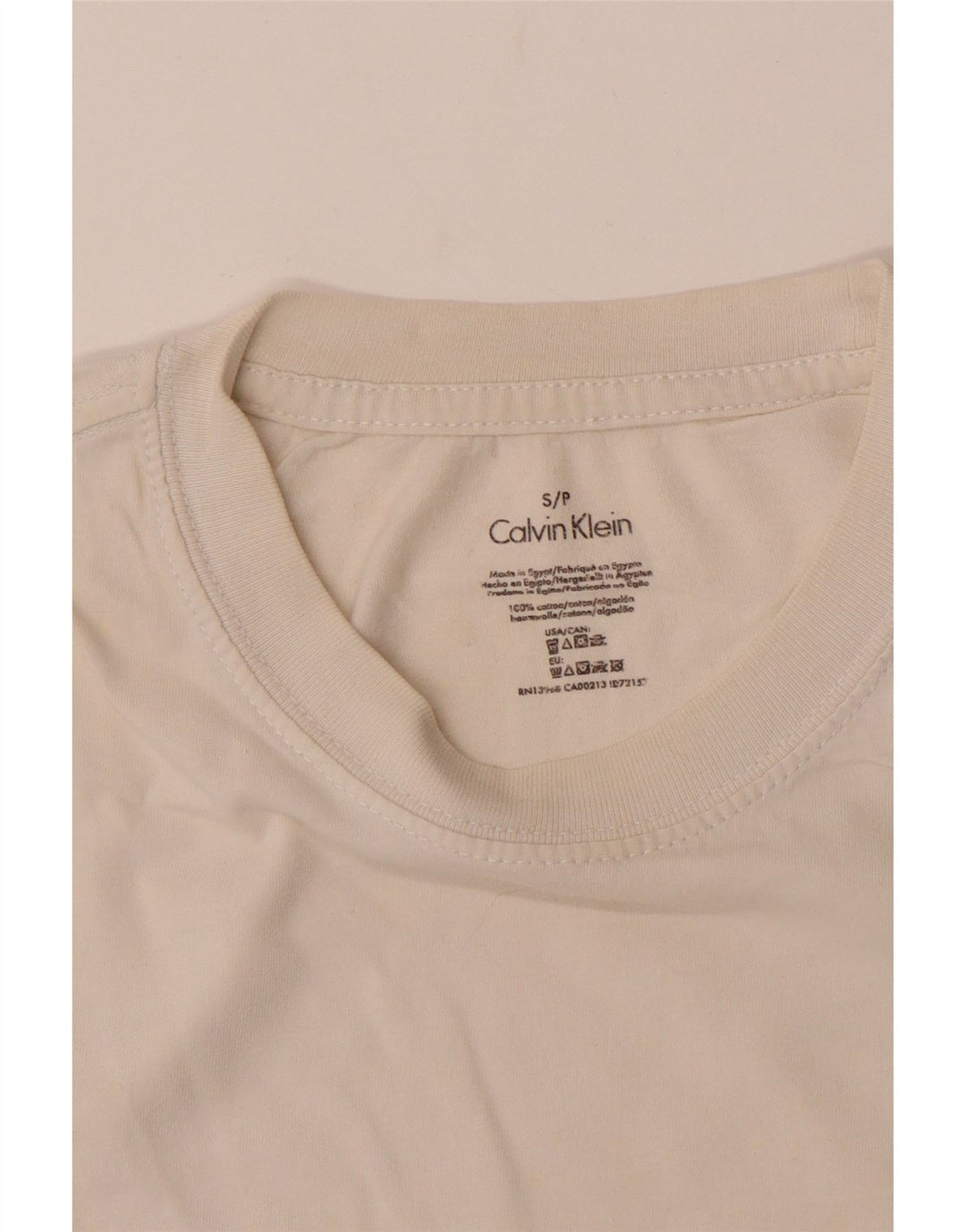 Męski T-shirt CALVIN KLEIN, mały, złamanej bieli, bawełniany