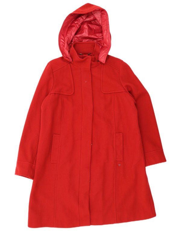 Marina Sport Womens Oversized Hooded Overcoat Size 25 Large Red Virgin Wool