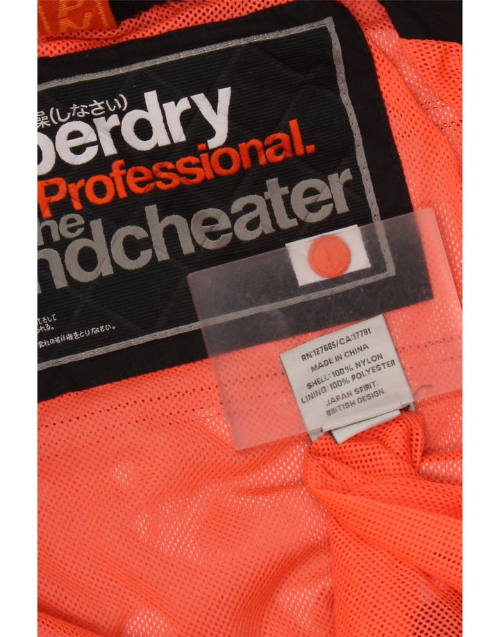 Damska kurtka wiatrówka Superdry The Windcheater UK 16, duża, czarna nylonowa