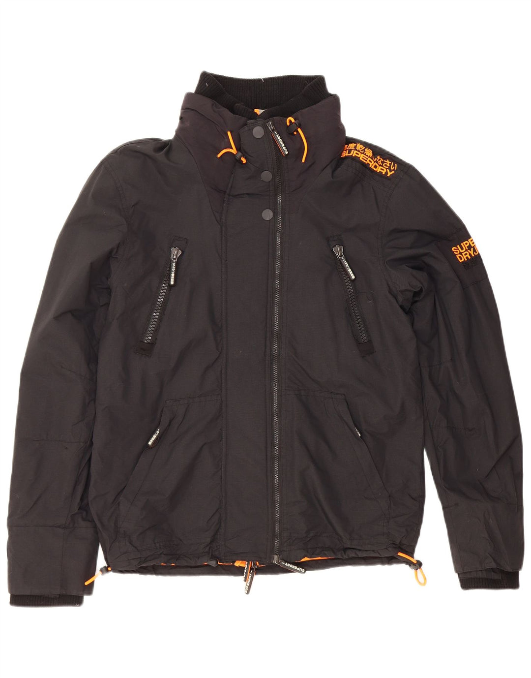 Damska kurtka wiatrówka Superdry UK 16, duża, czarna nylonowa