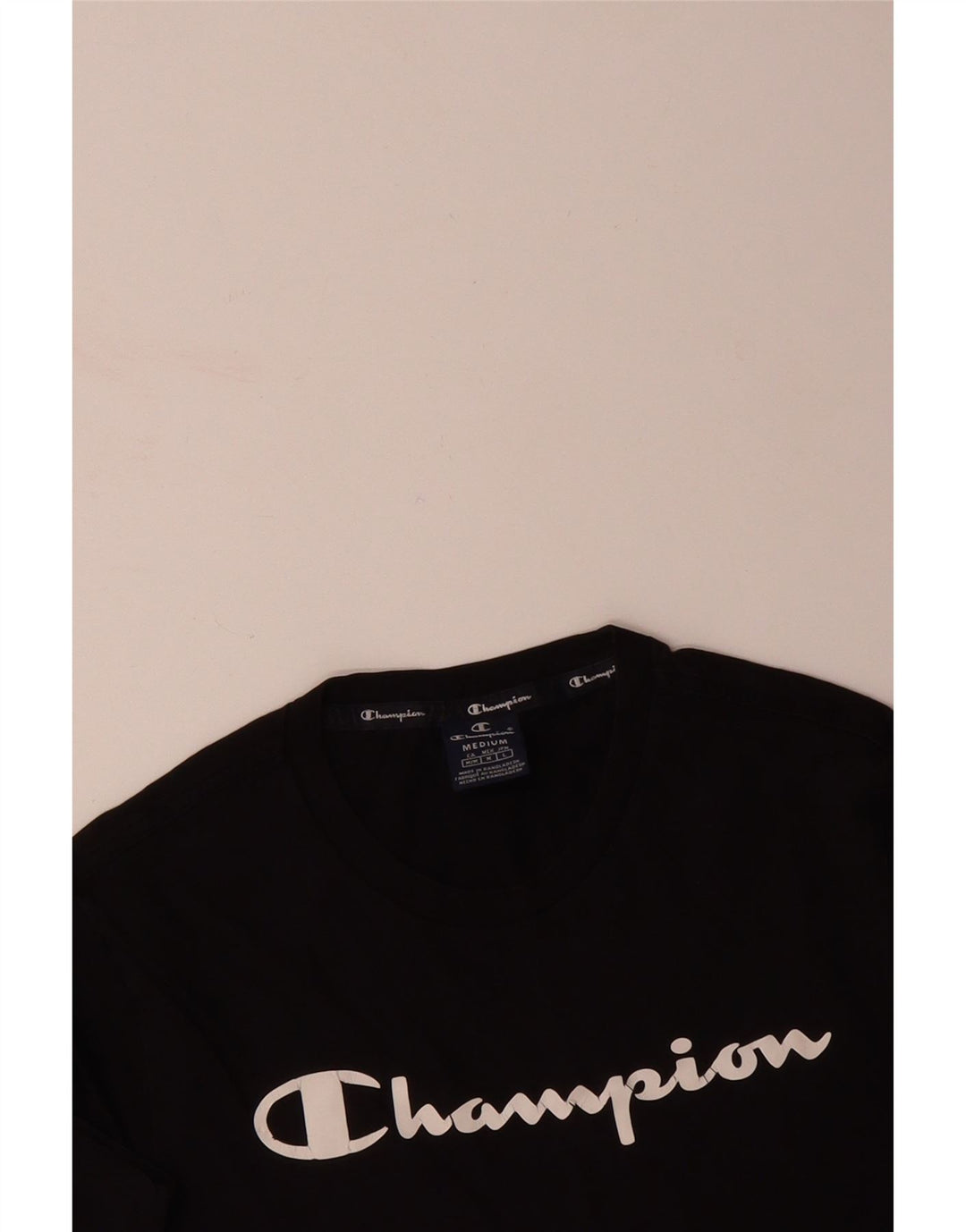 CHAMPION Mens Graphic T-Shirt Top Medium Black Cotton
