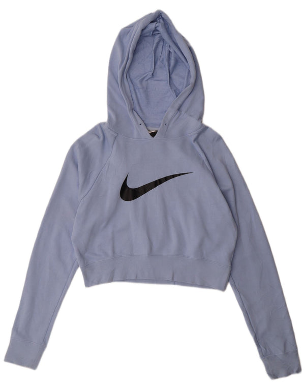 Damska bluza z kapturem Nike Crop Graphic UK 14, średnia niebieska bawełna