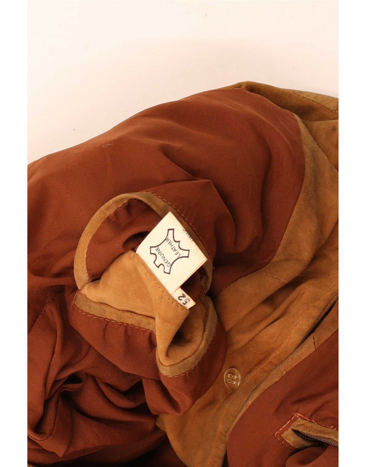 Vintage męska zamszowa kurtka bomber IT 52 XL brązowa skóra