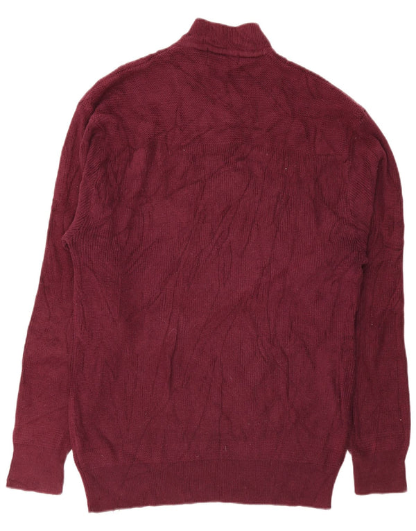 Męski sweter Eddie Bauer z wysokim dekoltem i dekoltem w kolorze bordowym, bawełniany