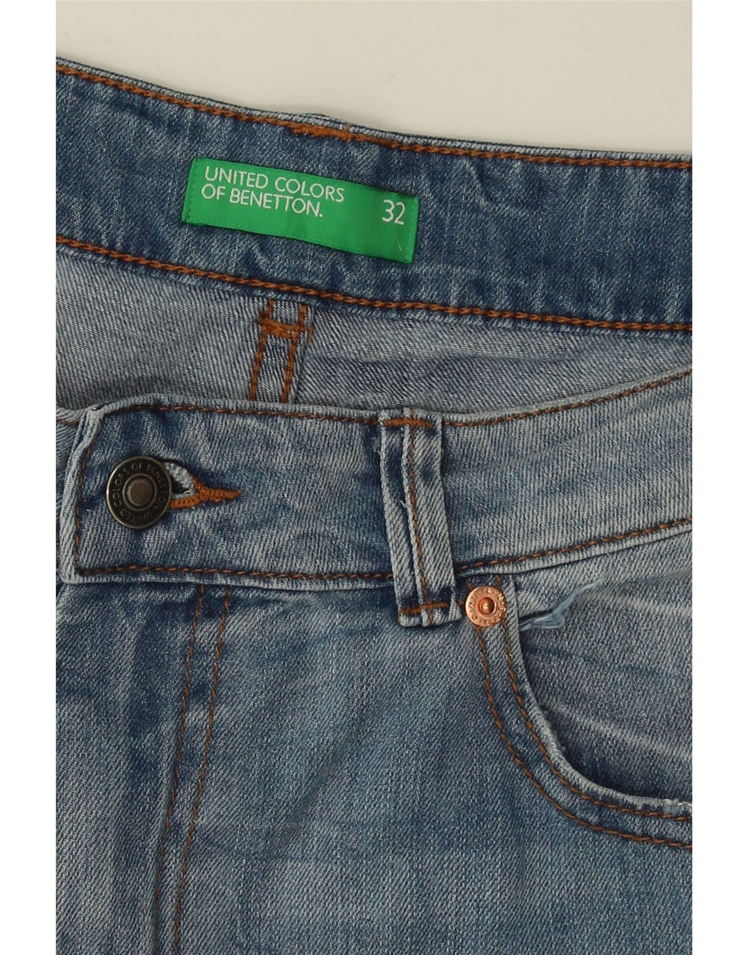 Męskie spodenki jeansowe BENETTON W32 średni niebieski