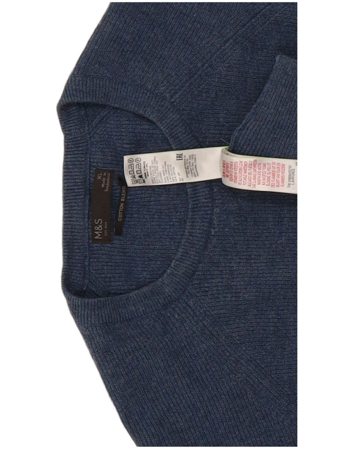 Marks & Spencer Męski sweter z okrągłym dekoltem XL, niebieski, poliester