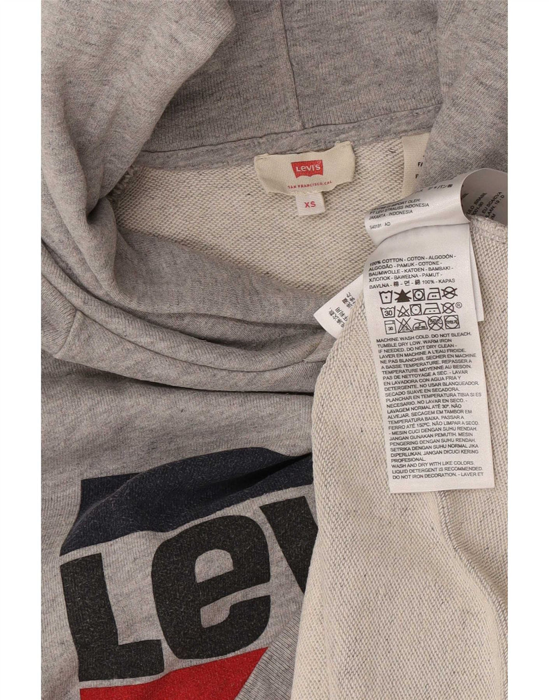 Męski sweter z kapturem Levi's XS, szary, bawełniany