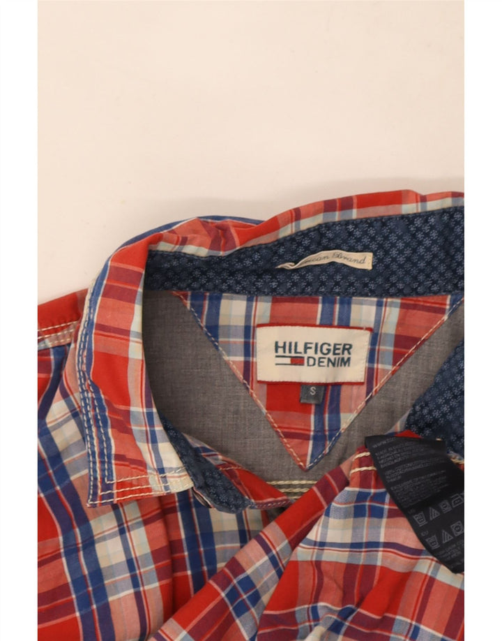 Koszula męska Tommy Hilfiger, mała, bawełniana w czerwoną kratę