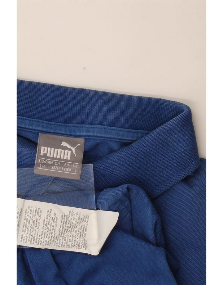 Męska koszulka polo z grafiką PUMA, duża, niebieska, bawełniana