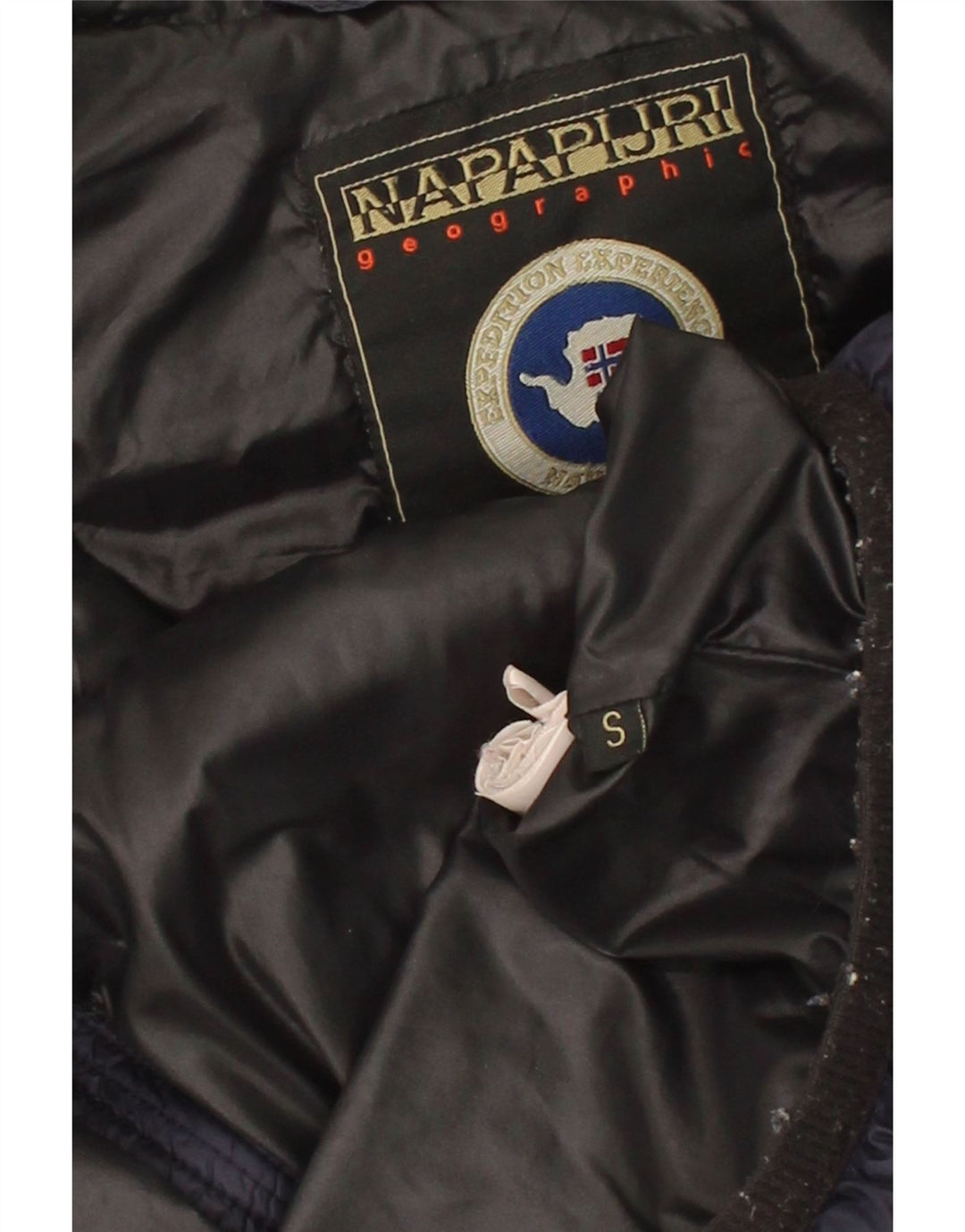 NAPAPIJRI Womens Hooded Padded Jacket UK 10 Small Navy Blue Polyamide Vintage Napapijri and Second-Hand Napapijri from Messina Hembry 