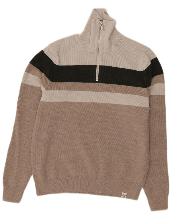 Damski sweter Marks & Spencer z zamkiem błyskawicznym, UK 10, mały, szary, z blokami kolorów
