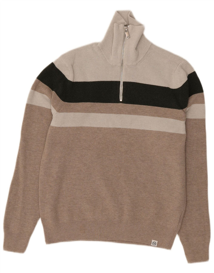 Damski sweter Marks & Spencer z zamkiem błyskawicznym, UK 10, mały, szary, z blokami kolorów