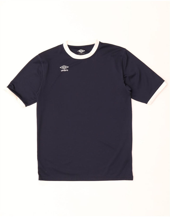 T-shirt męski Umbro, mały, granatowy, z blokami kolorów, poliester