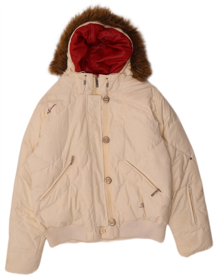 Damska wyściełana kurtka z kapturem Helly Hansen UK 18 XL Off White Nylon