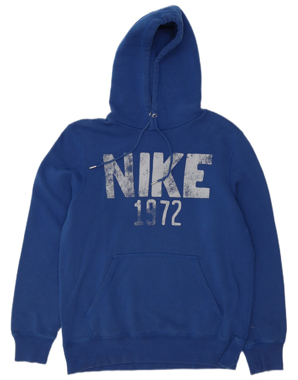 Męski sweter z kapturem NIKE z grafiką, średni niebieski, bawełniany