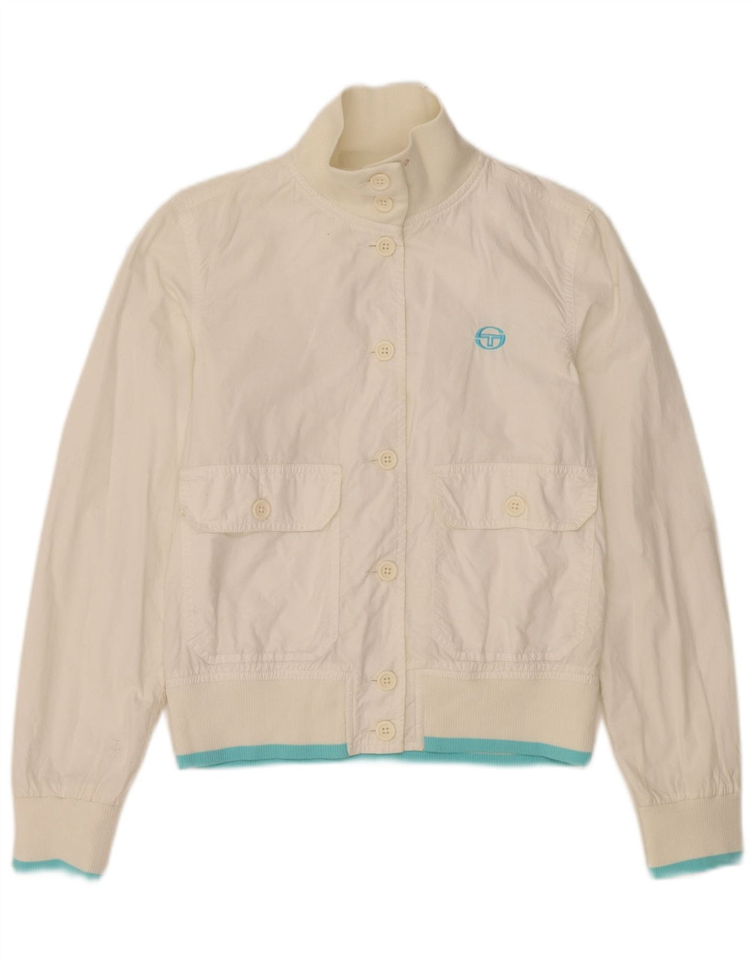 Damska kurtka bomberka Sergio Tacchini Crop UK 10, mała, biała, poliestrowa
