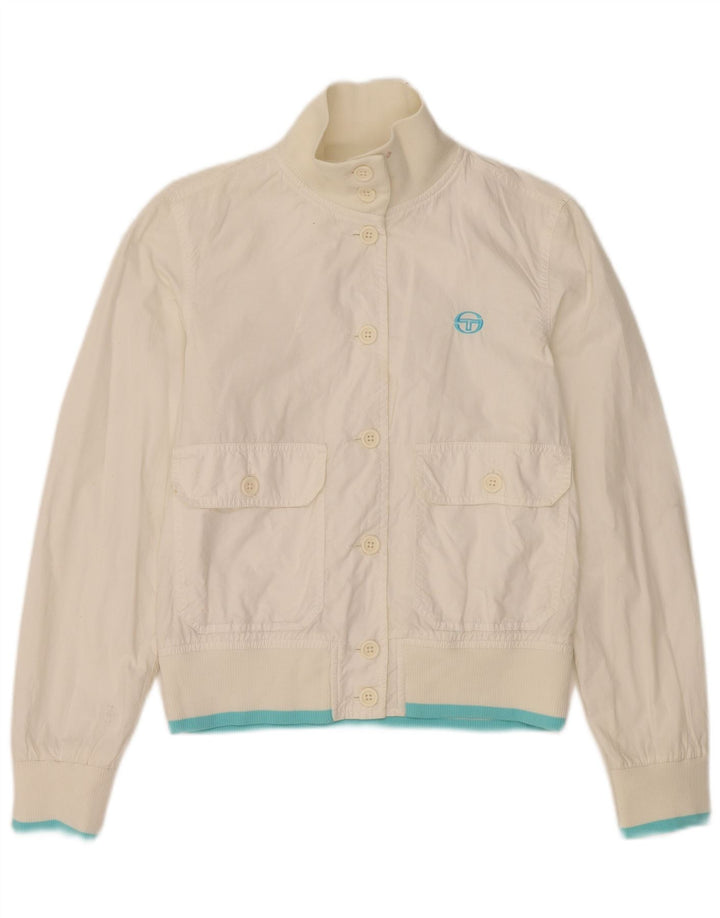 Damska kurtka bomberka Sergio Tacchini Crop UK 10, mała, biała, poliestrowa