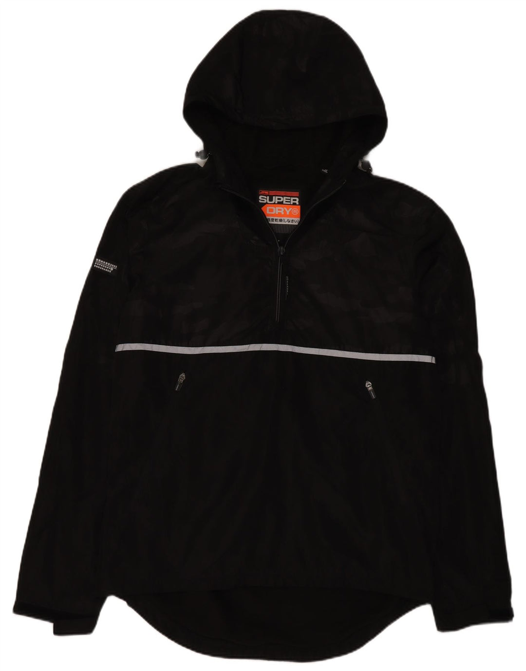 Męska kurtka przeciwdeszczowa z kapturem Superdry UK 40, duży, czarny poliester