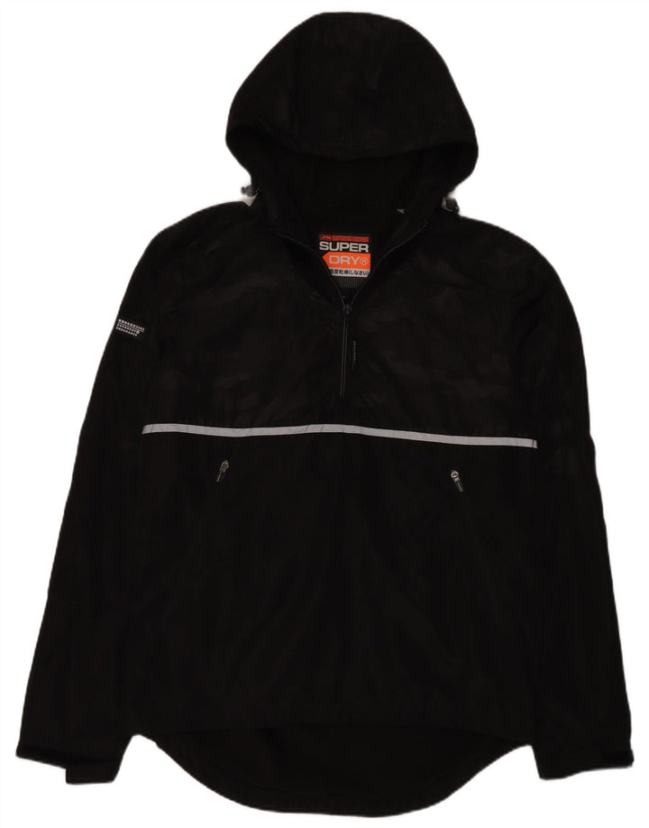 Męska kurtka przeciwdeszczowa z kapturem Superdry UK 40, duży, czarny poliester