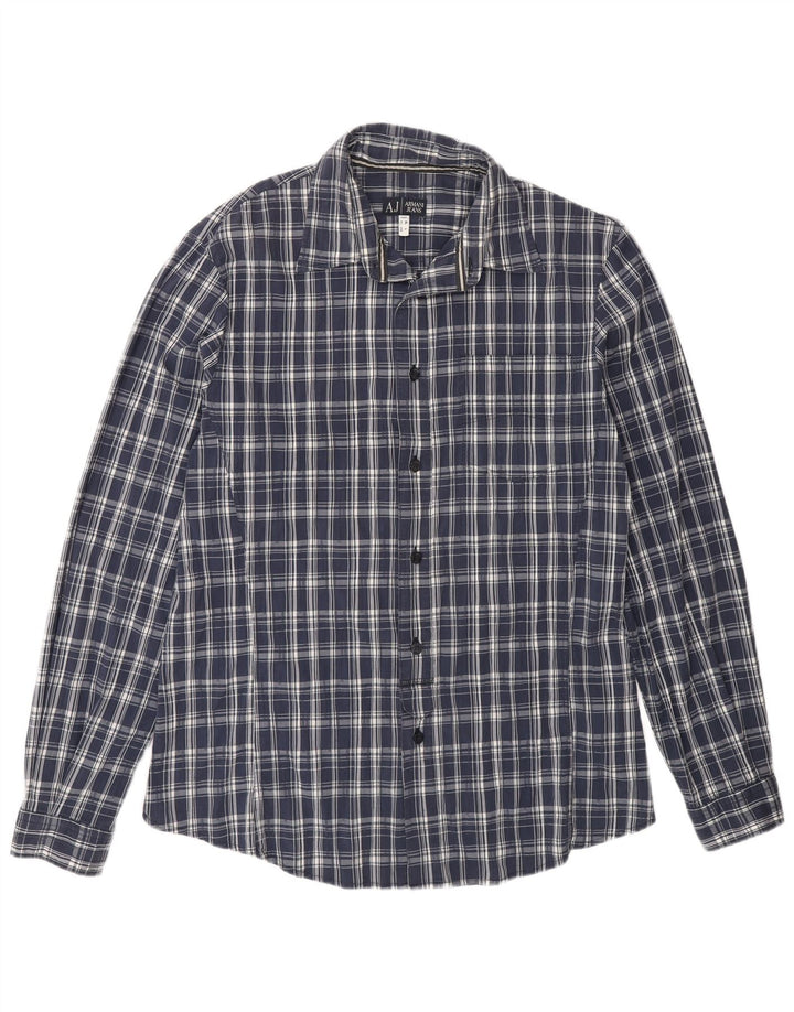 Koszula męska Armani Jeans, duża, niebieska, bawełniana w kratę