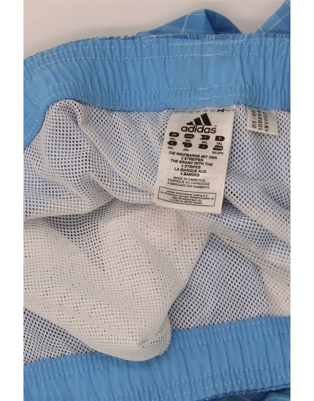 Męskie spodenki kąpielowe Adidas 2XL w niebieską kratkę, poliester