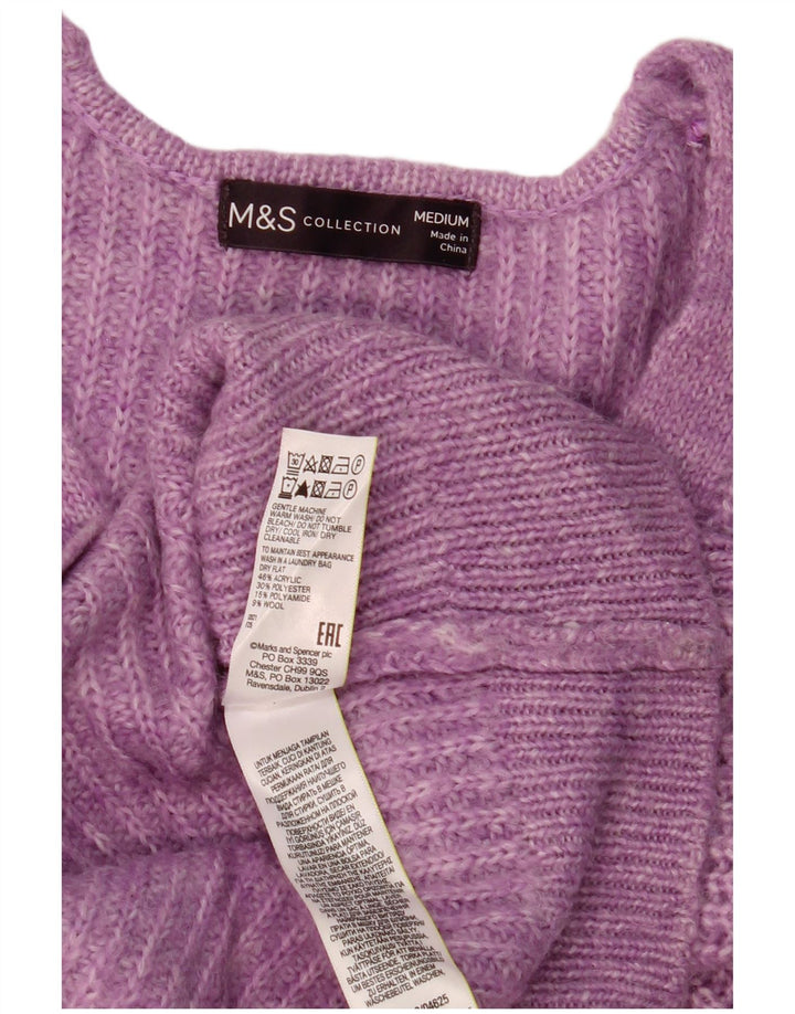 Marks & Spencer Damski sweter oversize z dekoltem w kształcie litery V, UK 14, średni fiolet