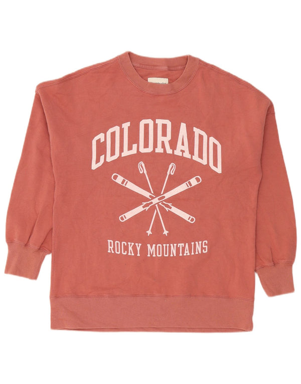 Damski sweter z grafiką Abercrombie & Fitch UK 10, mały, różowy