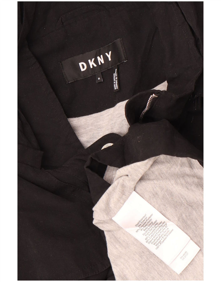 Damski płaszcz przeciwdeszczowy z kapturem Dkny UK 18 XL, czarny poliester