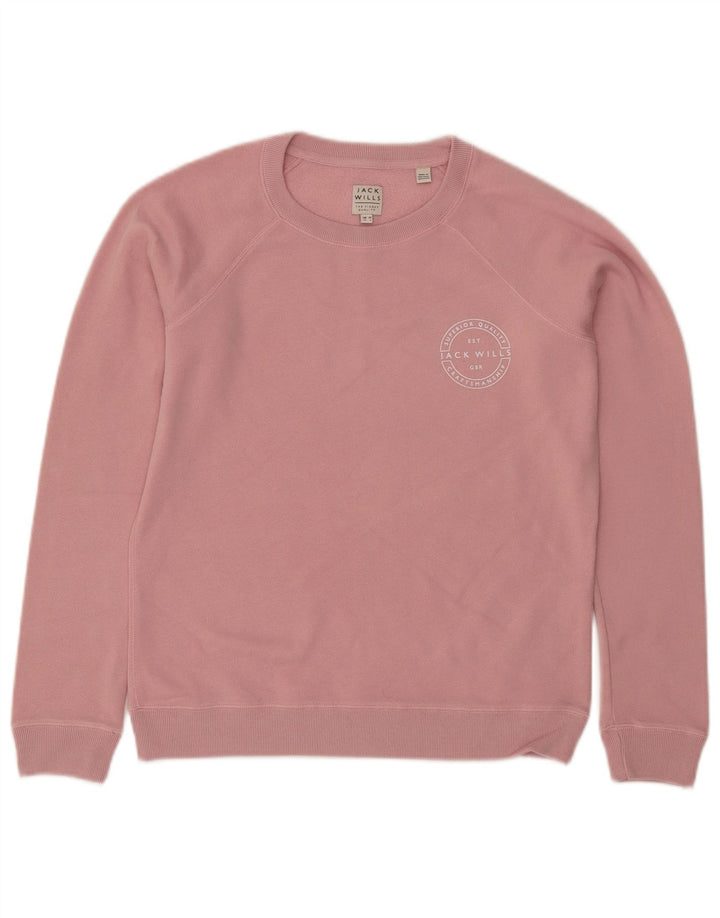 JACK WILLS Damski sweter oversize UK 10, mały, różowy, bawełniany