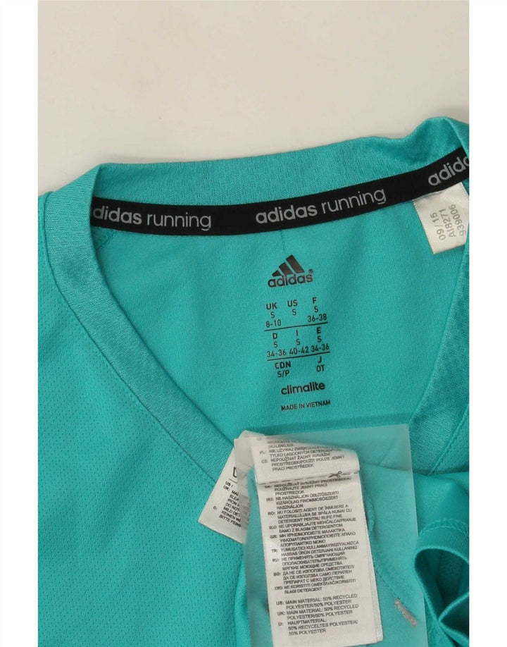 Damska koszulka Adidas Climalite Top UK 8/10 Mały turkusowy poliester
